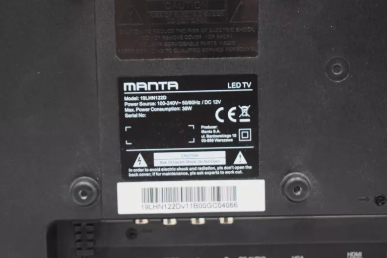 TELEWIZOR MANTA 19LHN122D BEZ DVBT2
