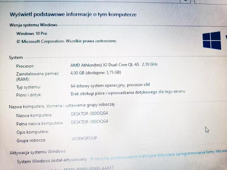 LAPTOP ASUS PRO5DIN WIN 10/1TB/4GB/AMD ATHLON X2