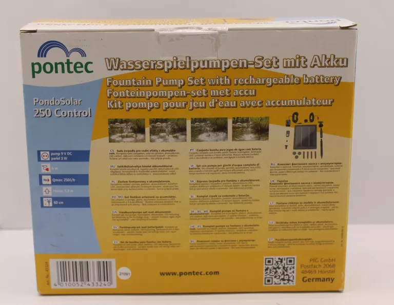 PONTEC PONDOSOLAR 250 CONTROL FONTANNA SOLARNA