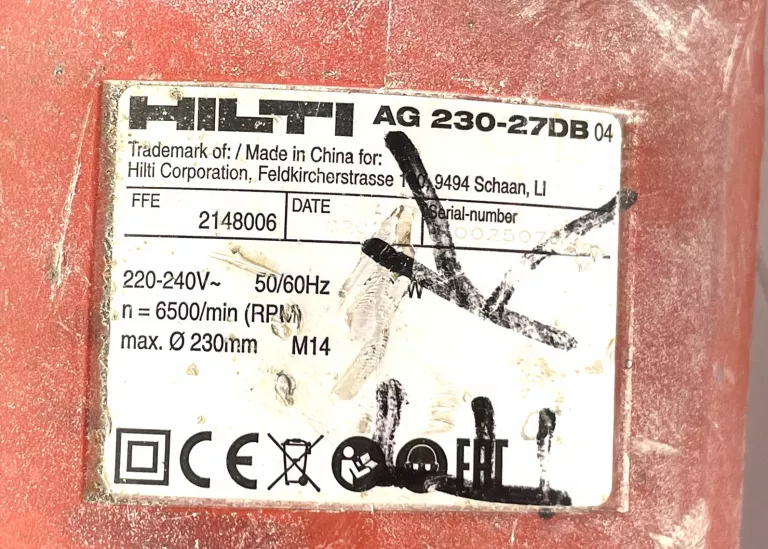 SZLIFIERKA KĄTOWA HILTI AG 230-27DB 2700W