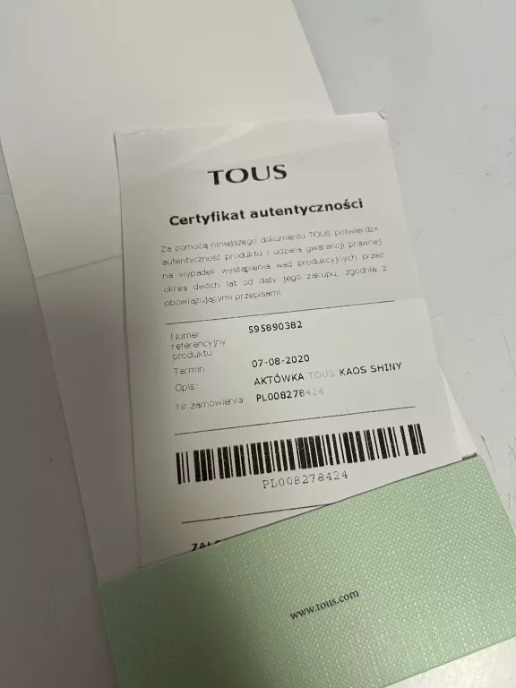 AKTÓWKA TOUS KAOS SHINY CERTYFIKAT OKAZJA