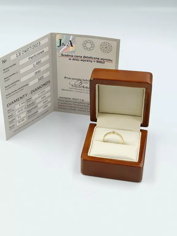 ZŁOTY PIERŚCIONEK DIAMENT 585 1,49G R:18 BRIJU