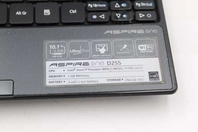 NOTEBOOK ACER ASPIRE ONE D255 250GB HDD ZASILACZ