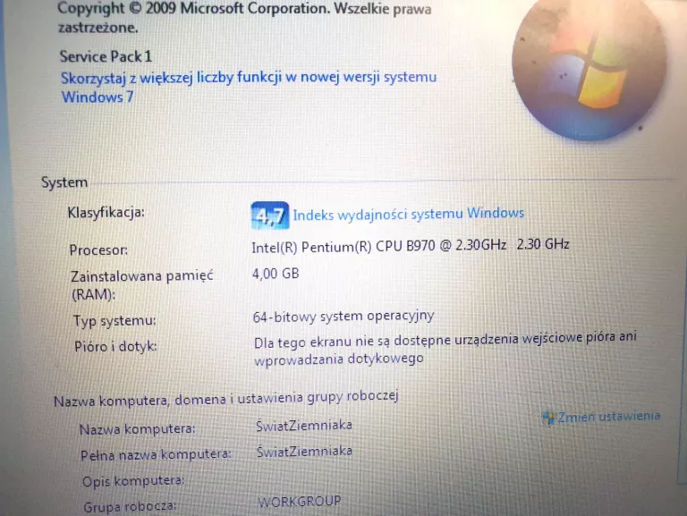 LAPTOP HP 500GB 4GB INTEL PENTIUM DZIAŁA BEZ ŁADO