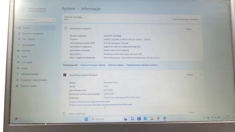 LAPTOP LENOVO V14-IIL I/8GB RAM/256GB/WIN 11