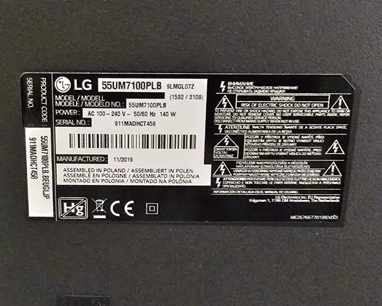 TELEWIZOR LG 55UM7100 55" UHD DVB-T2 WIFI SMART