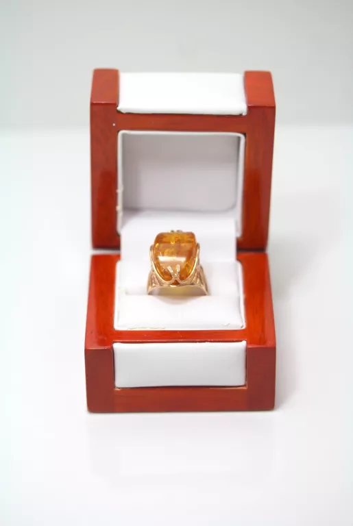 ZŁOTY PIERŚCIONEK BURSZTYN PR.585 R.17 5,95 G