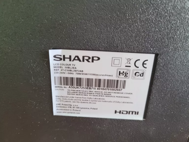 TELEWIZOR - TV SHARP 50BL2EA 50" 4K UHD ANDROID T