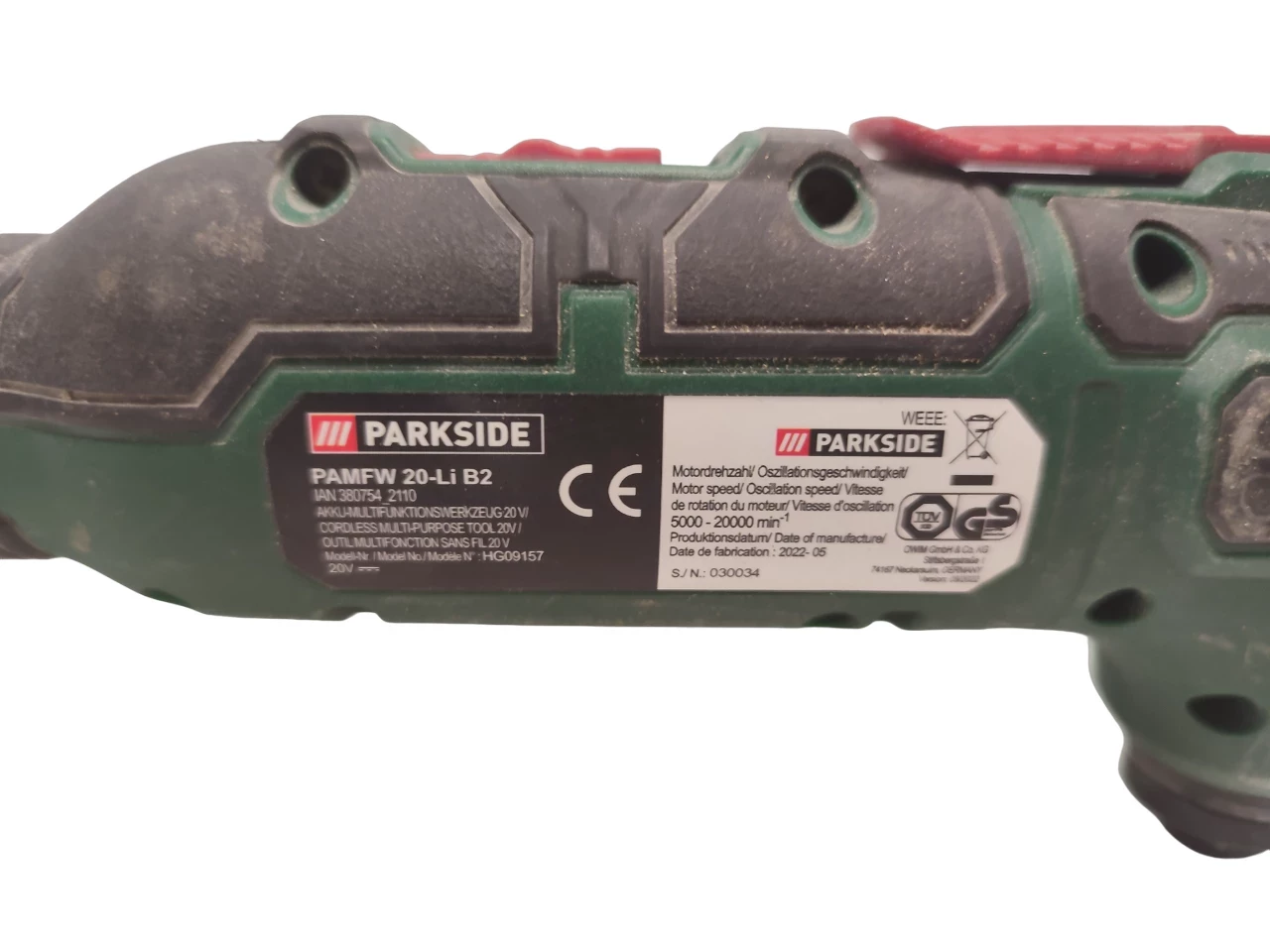 PARKSIDE® Outil multifonction sans fil »PAMFW 20-Li B2 «, 20 V