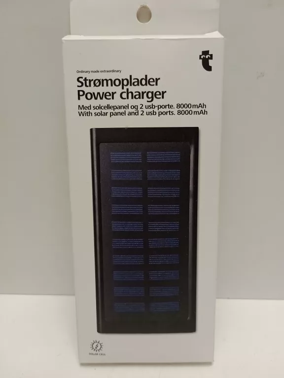 POWERBANK SOLARNY 8000 MAH LATARKA LED 2 PORTY
