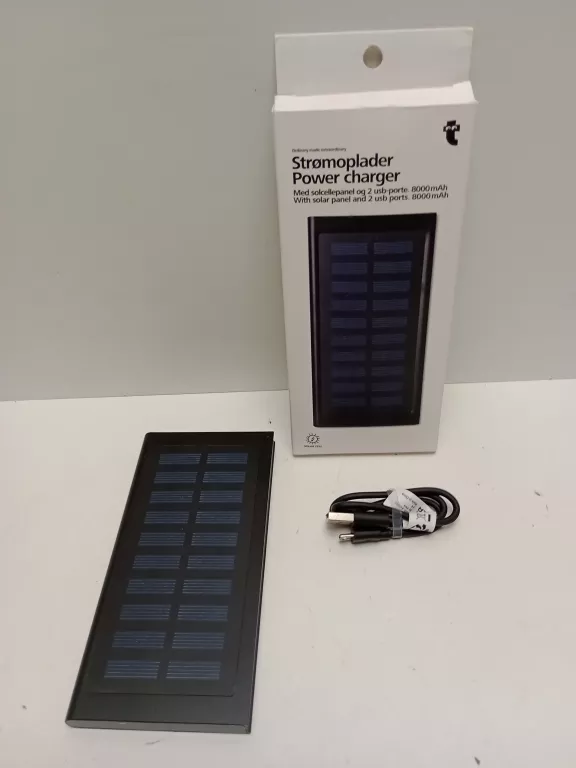 POWERBANK SOLARNY 8000 MAH LATARKA LED 2 PORTY