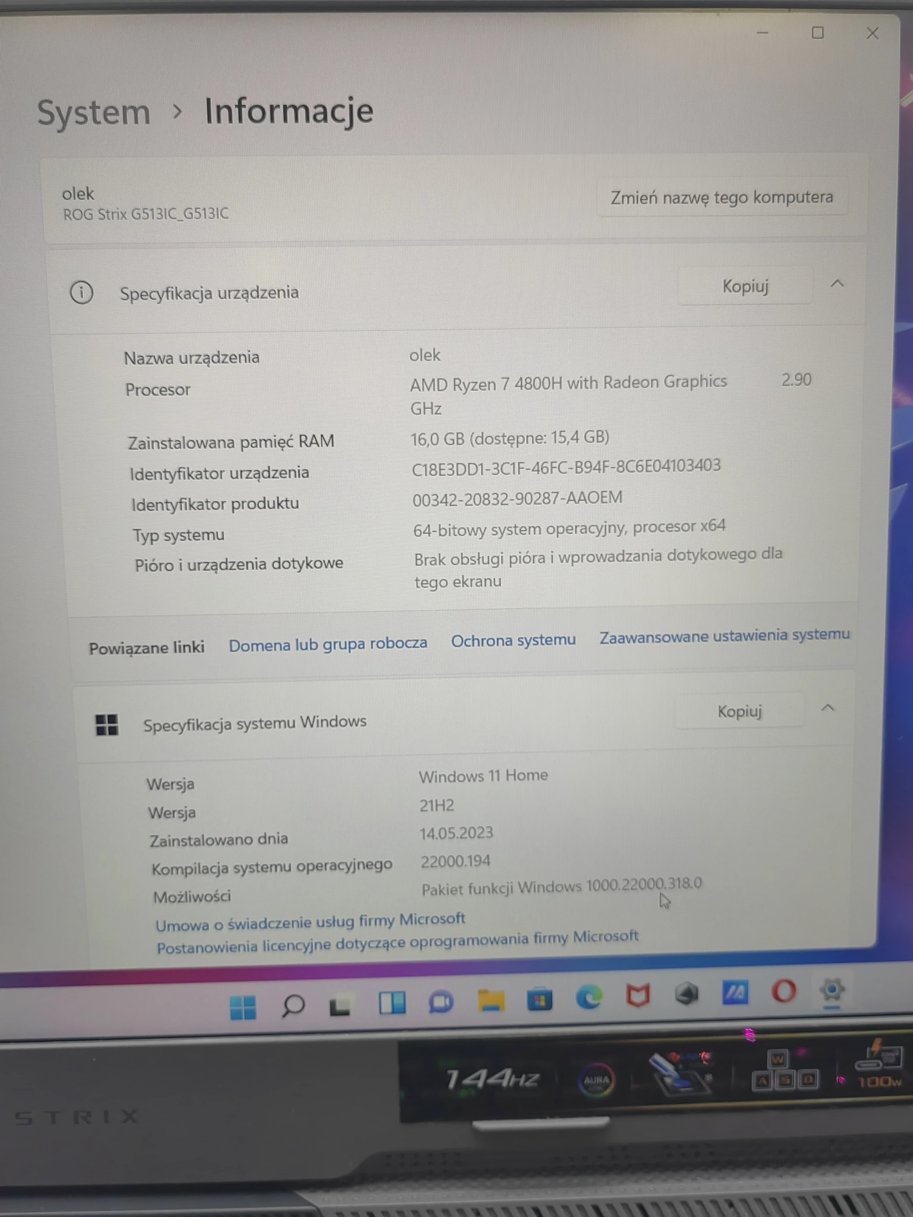 laptop-asus-rog-strix-g15-komplet-stan-uzywany