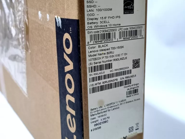 LENOVO IDEAPAD 700-15ISK I7/RAM:8GBHDD:500GB/WIN10