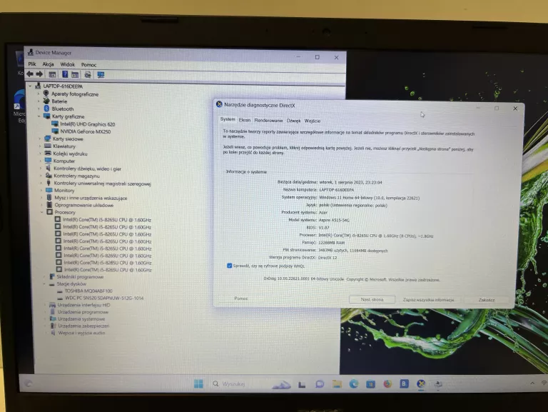 ACER ASPIRE A515-54G I5-8265U/12GB/512SSD/MX250