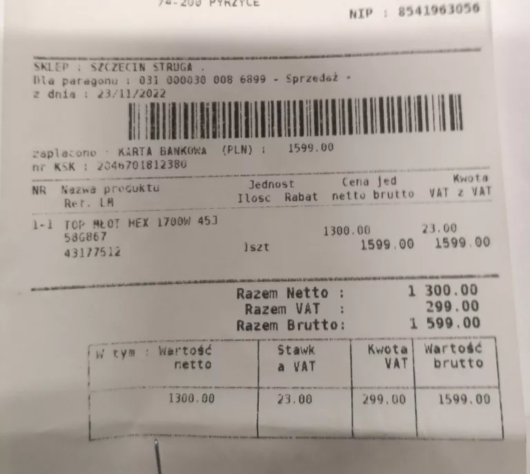 MŁOT WYBURZENIOWY GRAPHITE 58G867+WALIZKA GW