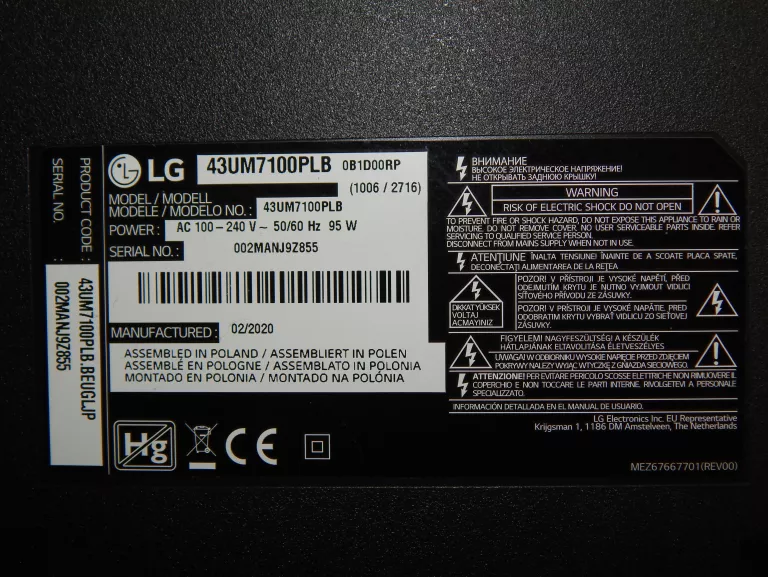 TELEWIZOR LG 43UM7100 43" + PILOT