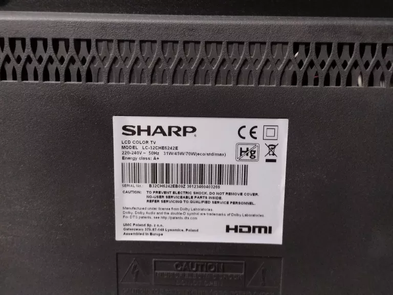 TELEWIZOR SHARP LCD 32 CALE PODWIESZANY