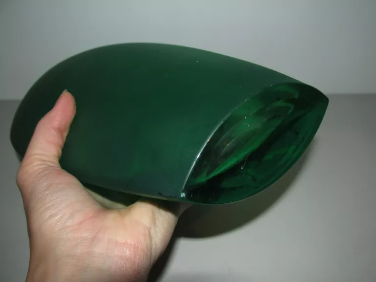 CIEKAWY ZIELONY WAZON 30 CM HUTA SZKŁA KROSNO
