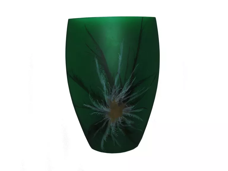 CIEKAWY ZIELONY WAZON 30 CM HUTA SZKŁA KROSNO