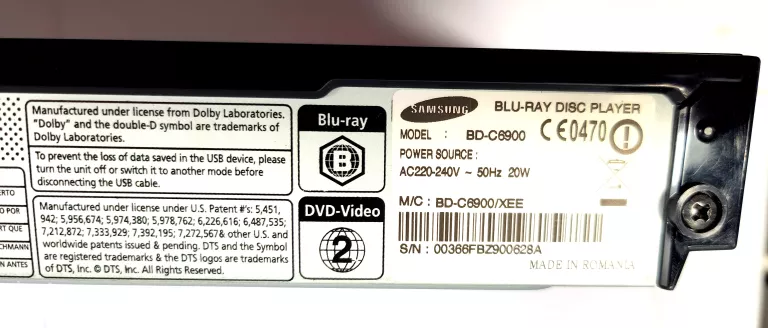 ODTWARZACZ BLU-RAY SAMSUNG BD-C6900 3D USB