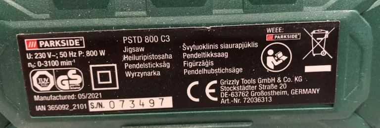 WYRZYNARKA PARKSIDE PSTD 800 C3 POLECAM