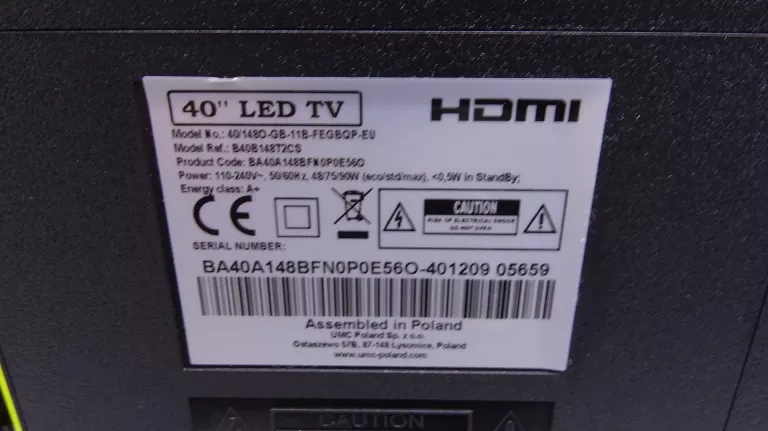 TV BLAUPUNKT BLA40/148OGB 40" DVB-T2 FULLHD 50HZ