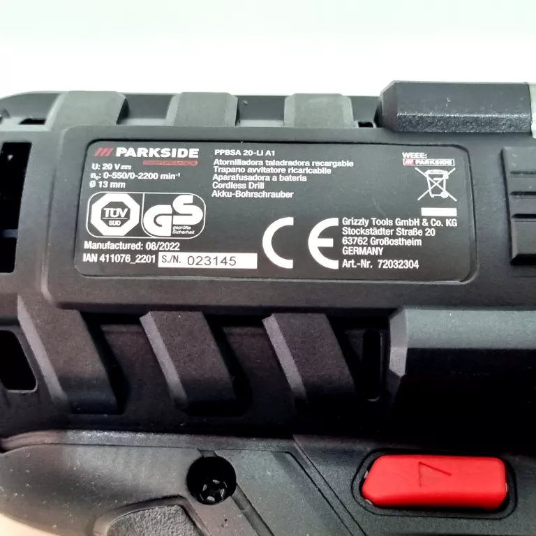 PARKSIDE PERFORMANCE AKUMULATOROWA PPBSA 20-LI A1