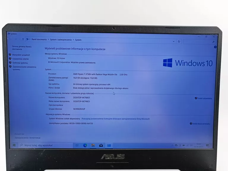 LAPTOP ASUS TUF GAMING FX505D RYZEN 7 15,6 "