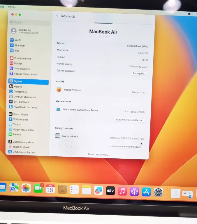 MACBOOK APPLE A2337 M1 256GB/8GB BLOKADA MDM