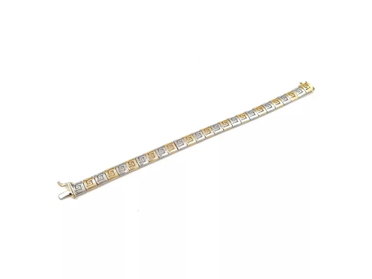 BRANSOLETKA DWA KOLORY GRECKIE WZORY 585 / DŁ. 19 CM
