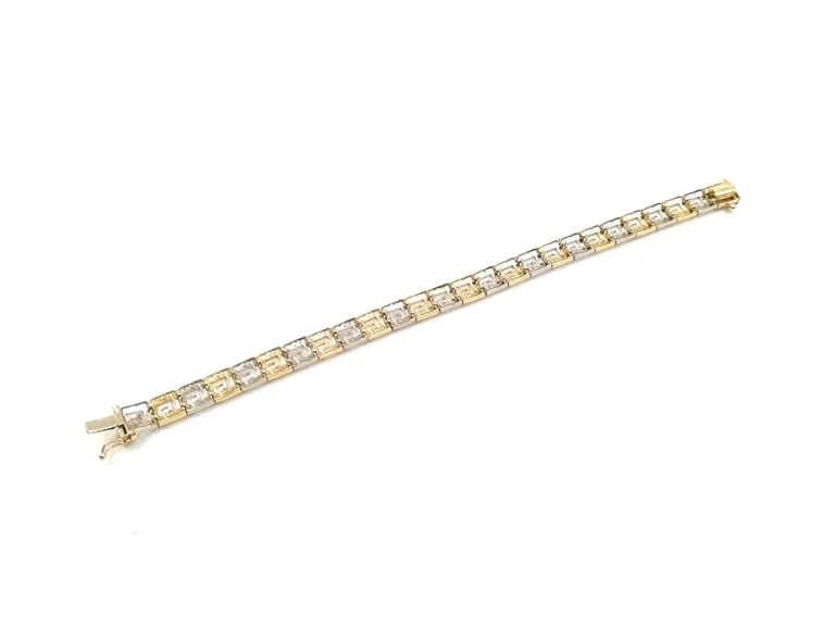 BRANSOLETKA DWA KOLORY GRECKIE WZORY 585 / DŁ. 19 CM