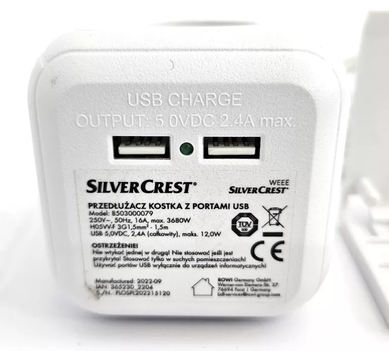 KOSTKA PRZEDŁUŻACZ SILVERCREST Z USB