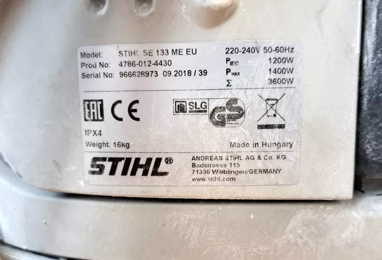 ODKURZACZ PRZEMYSŁOWY STIHL SE 133 ME