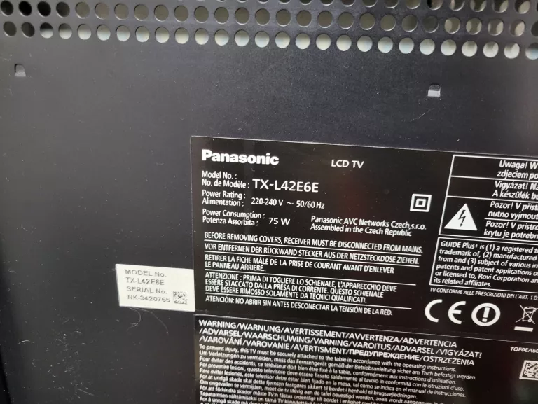 TELEWIZOR PANASONIC TX-L42E6E Z PILOTEM BEZ NÓŻEK