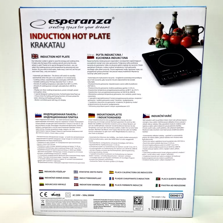 KUCHENKA PŁYTA INDUKCYJNA ELEKTRYCZNA 2000W TIMER