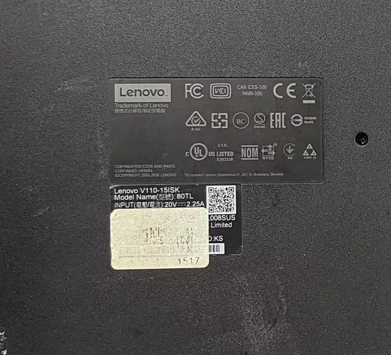 LAPTOP LENOVO V110-15ISK I3 4GB