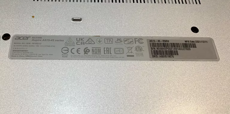 LAPTOP ACER ASPIRE 5 A515-45 RYZEN 5 8/512GB SSD