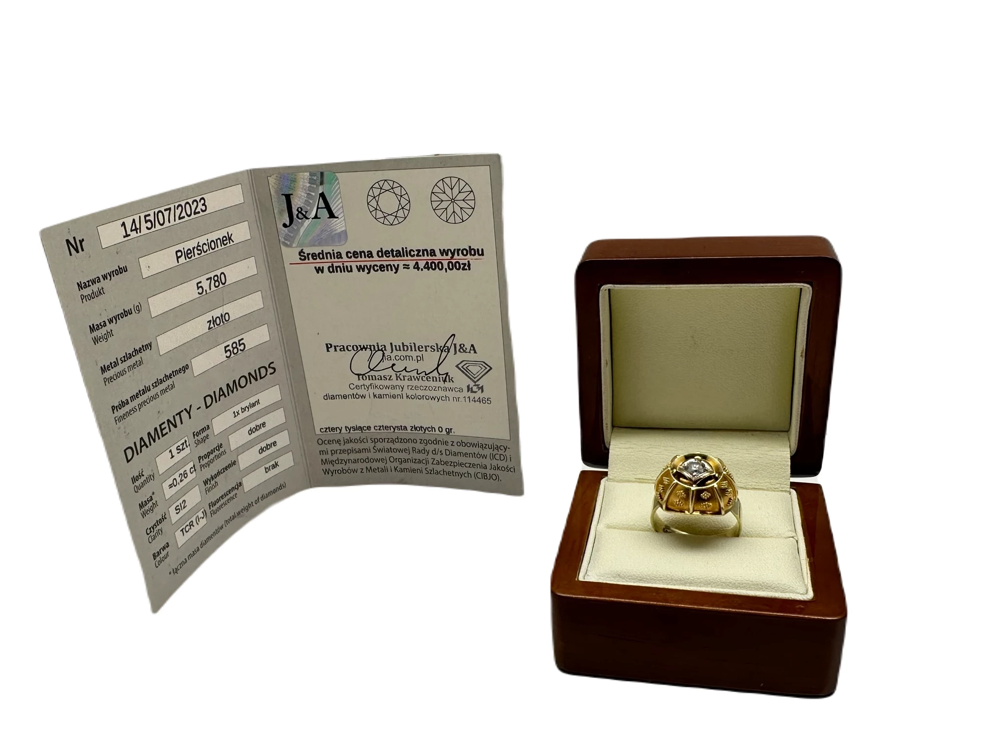 piekny-zloty-pierscionek-diament-578g-585-r13-jednosci-narodowej-45-sj-wroclaw