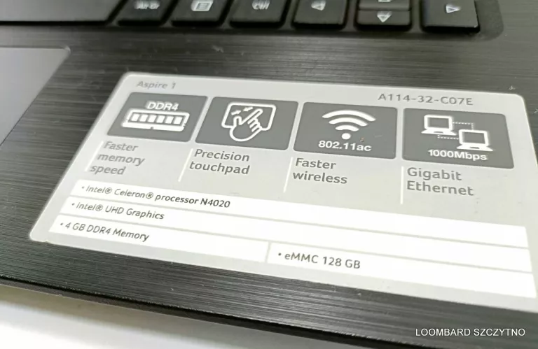 LAPTOP ACER ASPIRE 1 A114-32-C07E DDR 4/128GB +ŁAD