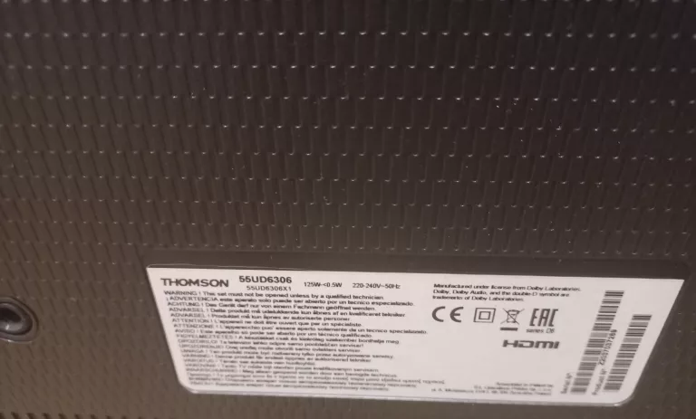 TELEWIZOR THOMSON 55UD6306 4K/HDR/55"/SMARTTV