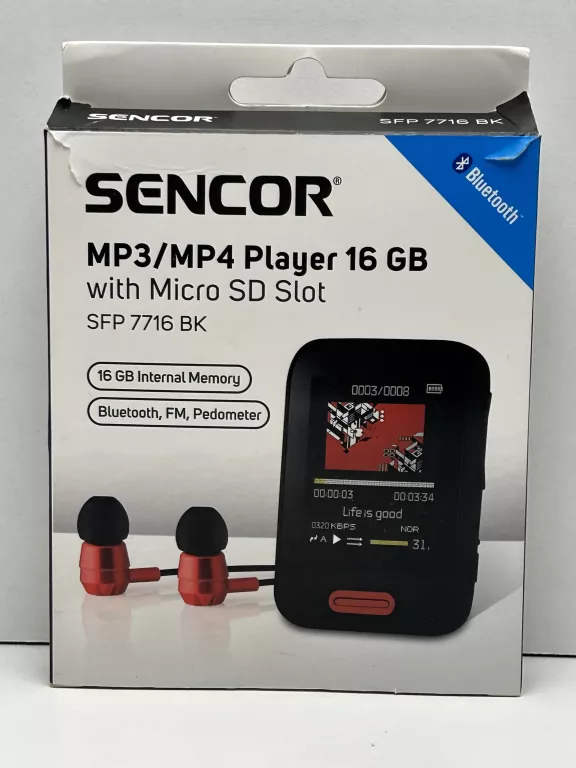 MP3/MP4 Player 16 GB with Bluetooth, SFP 7716 BK