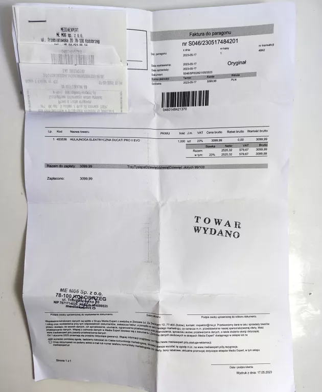 HULAJNOGA ELEKTRYCZNA DUCATI PRO II EVO