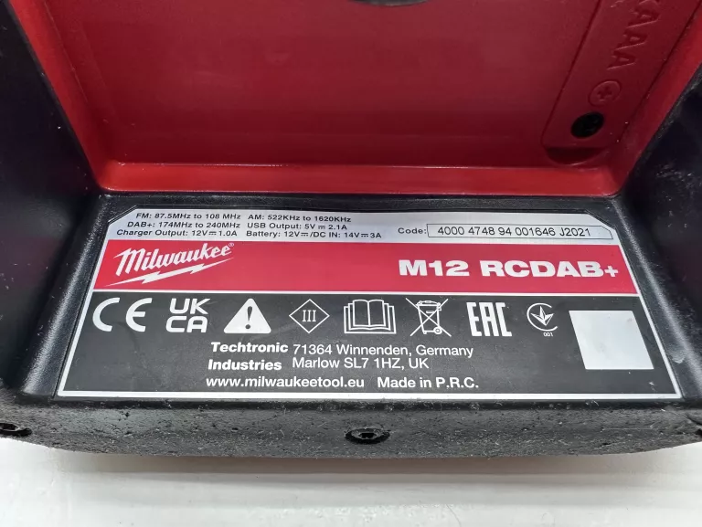 MILWAUKEE M12 RCDAB+ RADIO BUDOWLANE