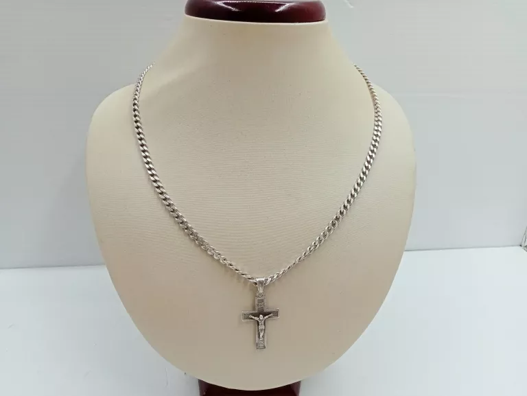 UŻYWANY SREBNY ŁAŃCUSZEK + KRZYŻYK 21.15 G/50 CM