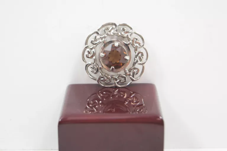 SREBRNY STYL VINTAGE BROSZKA Z GRANATEM