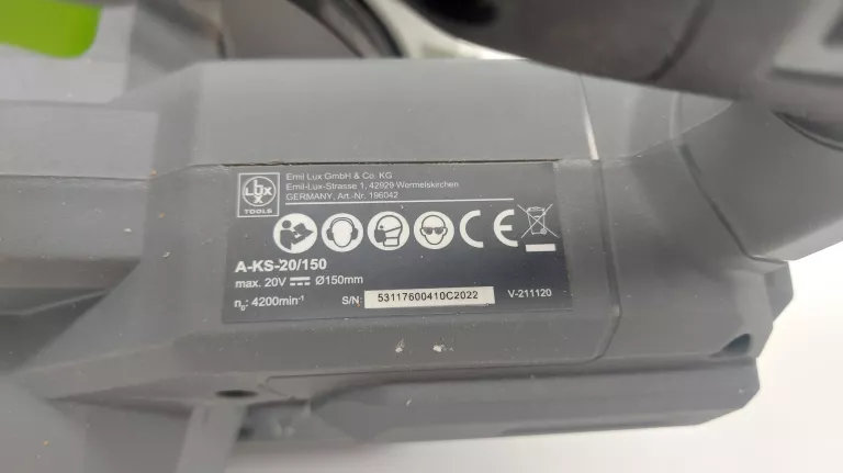 LUX PILARKA TARCZOWA 20V 150 MM +ŁAD+BATERIA
