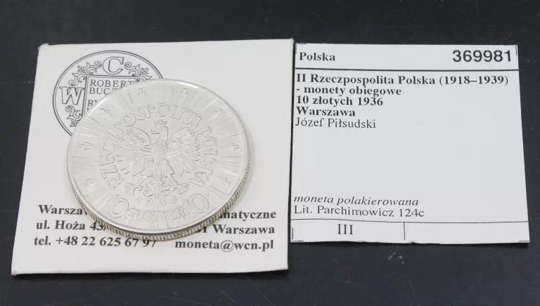MONETA 10 ZŁOTYCH 1936 JÓZEF PIŁSUDSKI