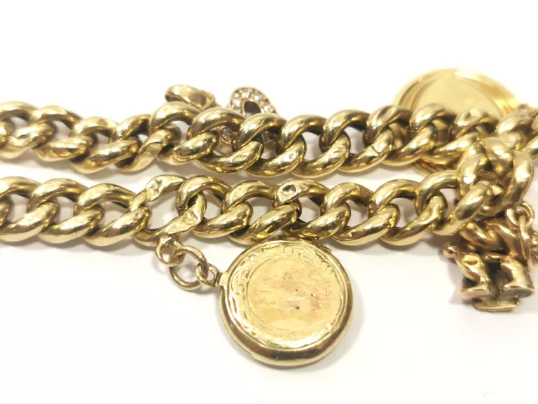 ZŁOTA BRANSOLETKA Z PAMIĄTKOWĄ MONETĄ (585) 23,09G