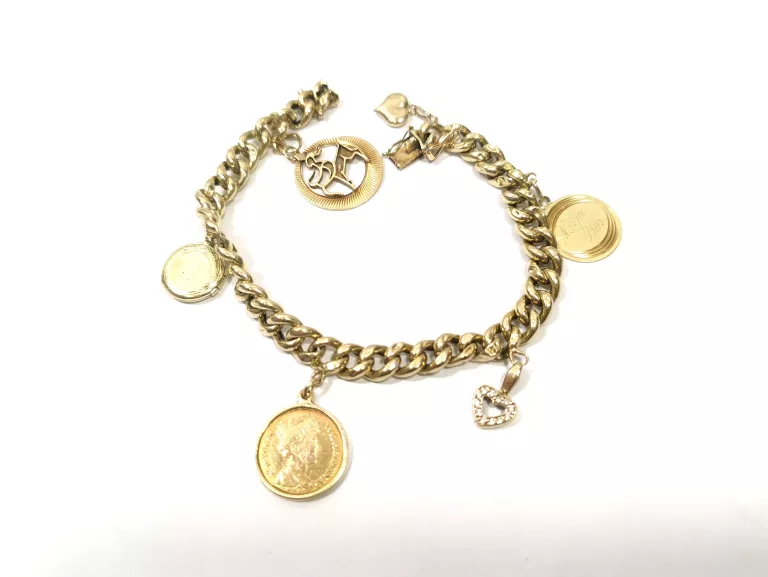 ZŁOTA BRANSOLETKA Z PAMIĄTKOWĄ MONETĄ (585) 23,09G
