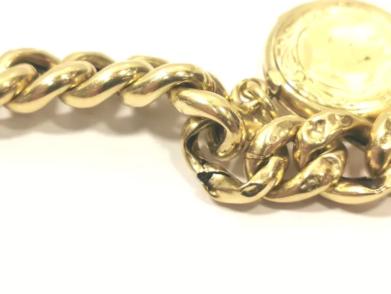 ZŁOTA BRANSOLETKA Z PAMIĄTKOWĄ MONETĄ (585) 23,09G